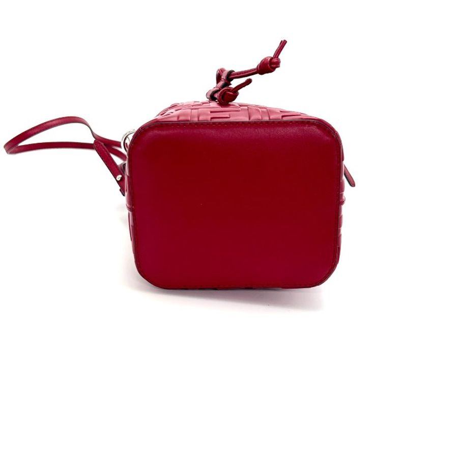 FENDI 紅色經典老花壓紋 MonTresor抽繩水桶包 12*18*10 98新配件塵袋-4