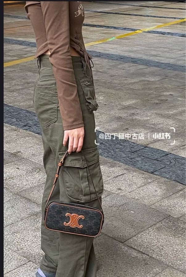 Celine Triomphe 迷你相機包#彩虹刺繡標誌#-6