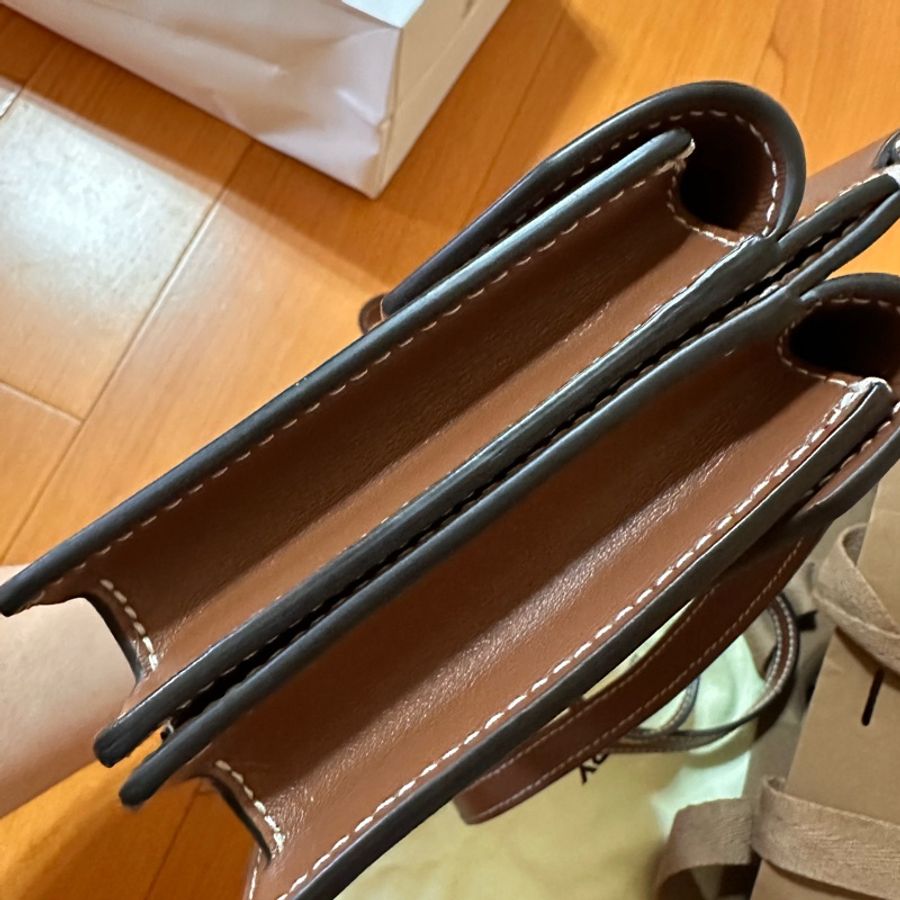 BURBERRY 巴寶莉 Horseferry 皮革拚接帆布mini款斜背包(米白x棕)-9