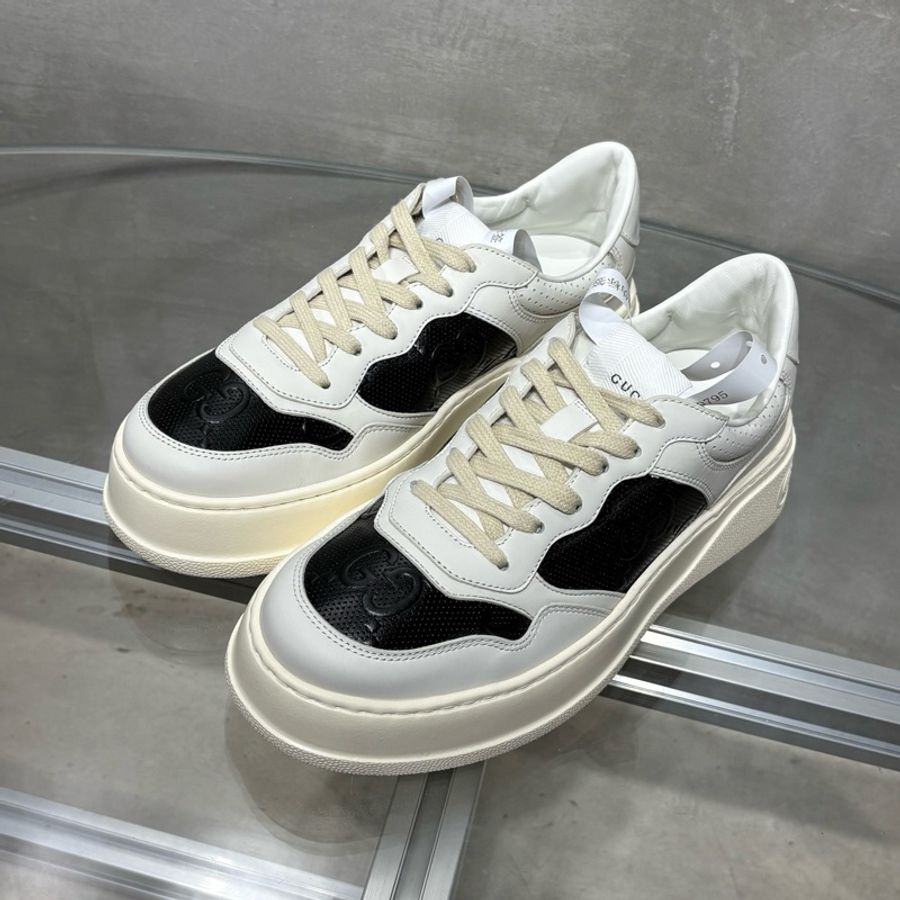全新閒置Gucci/古馳 Embossed 餅乾鞋 黑白 尺碼/5.5 39.5碼-0
