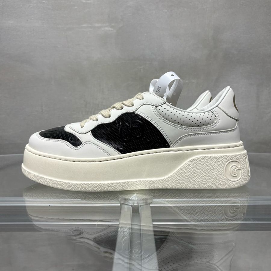 全新閒置Gucci/古馳 Embossed 餅乾鞋 黑白 尺碼/5.5 39.5碼-2