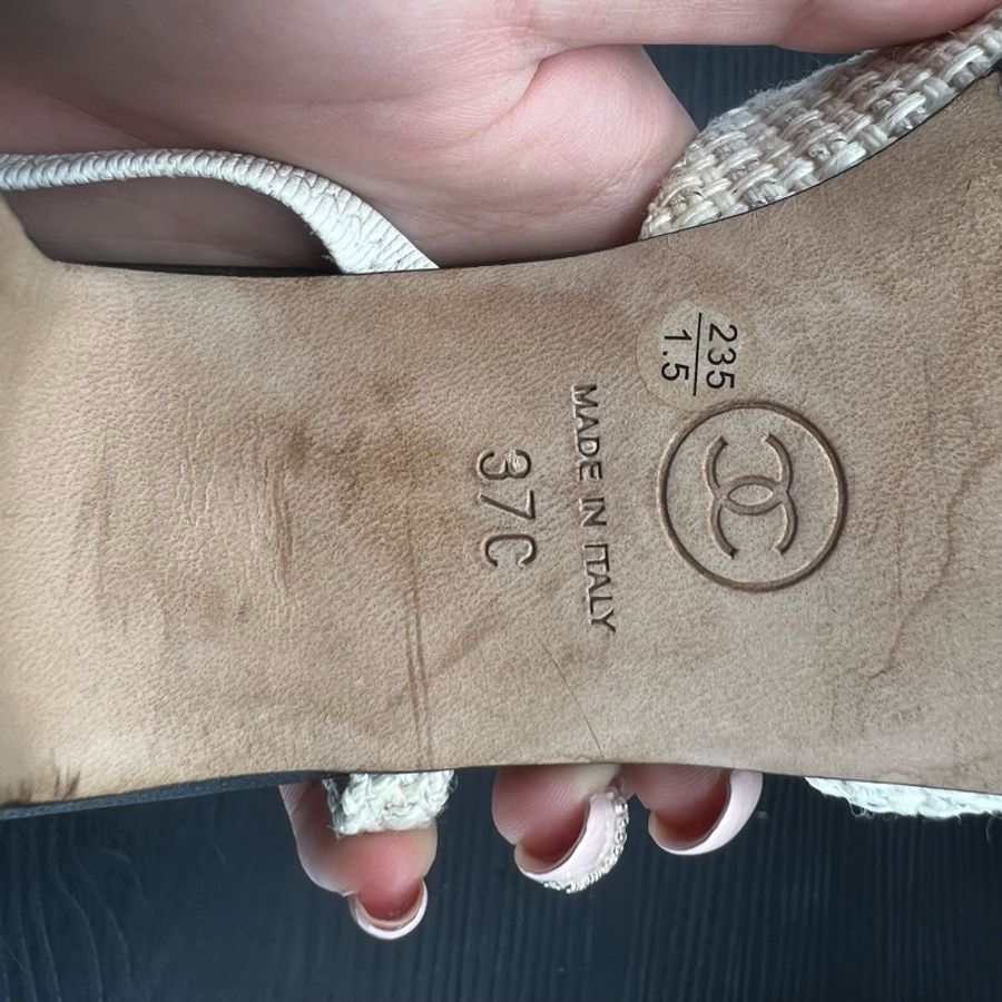 Chanel香奈兒 編制高跟鞋 米色 37 碼-7