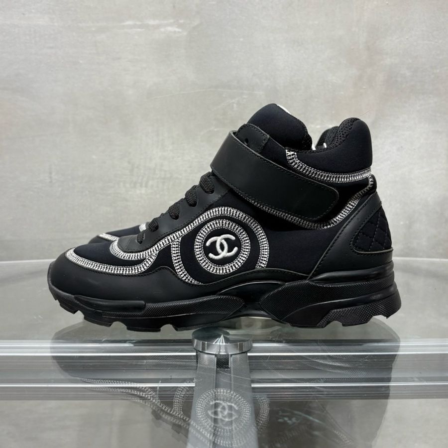香奈兒 CHANEL 高幫側邊LOGO 運動鞋 35.5 碼-2