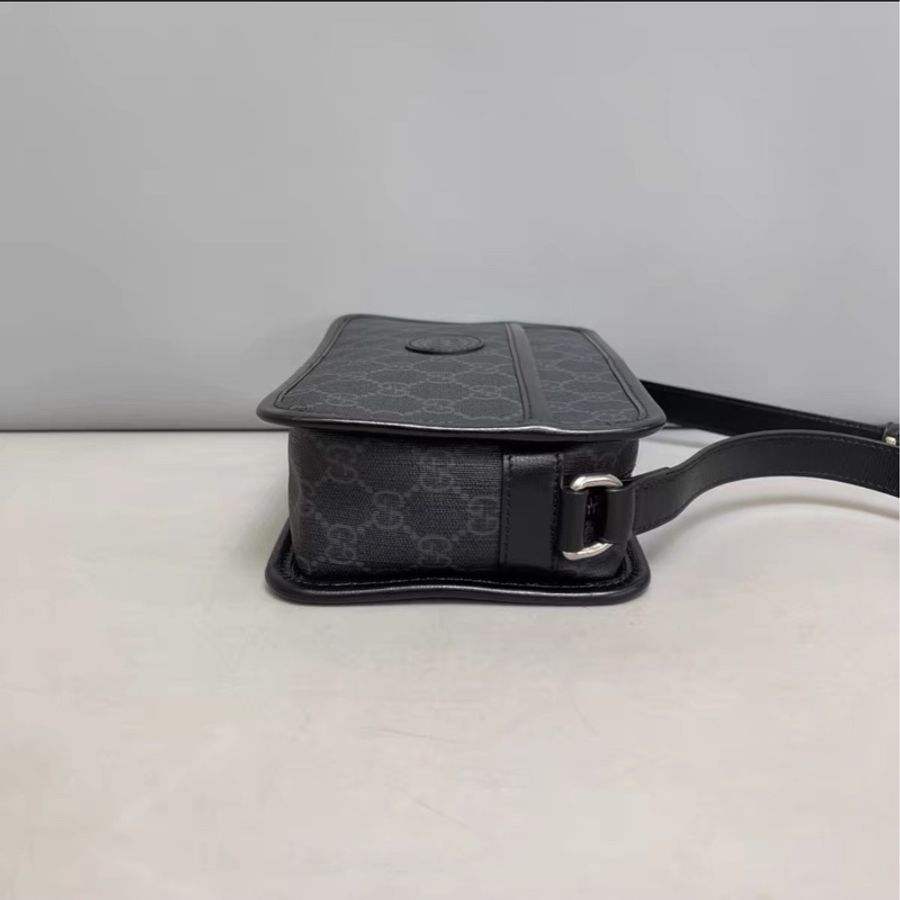 限時低價😍99新🆕 Gucci古馳黑色老花經典雙G logo帆布相機包斜挎單肩包-5
