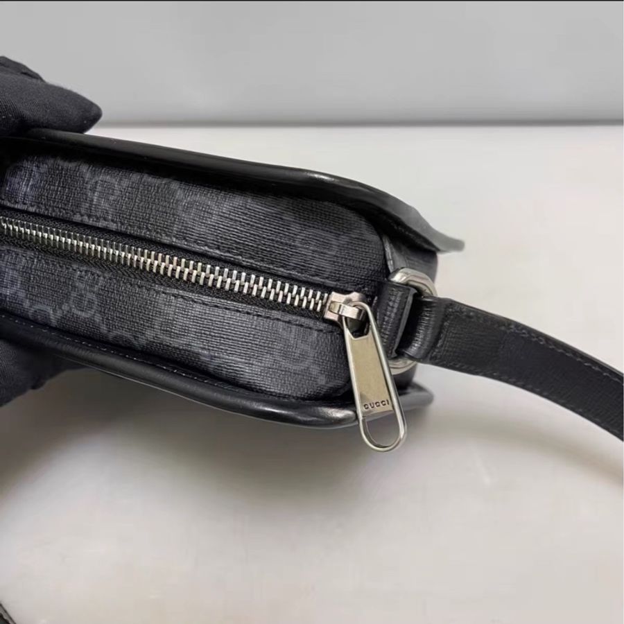 限時低價😍99新🆕 Gucci古馳黑色老花經典雙G logo帆布相機包斜挎單肩包-9