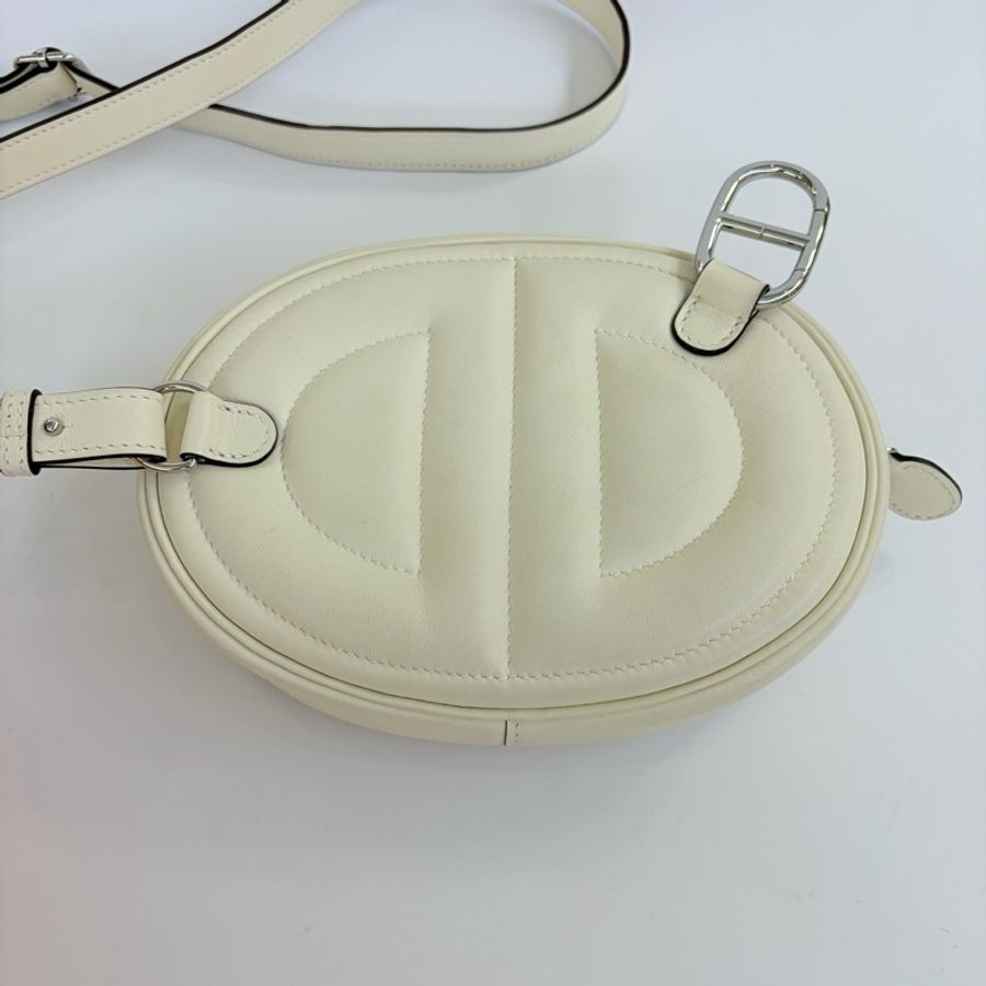Hermes/愛馬仕 奶油白斜挎包 Roulis豬鼻子腰包 W刻-2