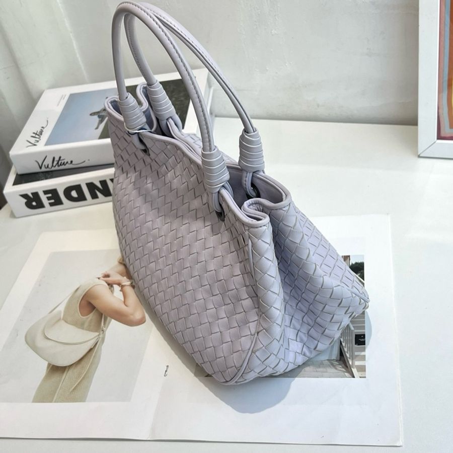 Bottega Veneta 葆蝶家 紫色編織手提包 底長29-2