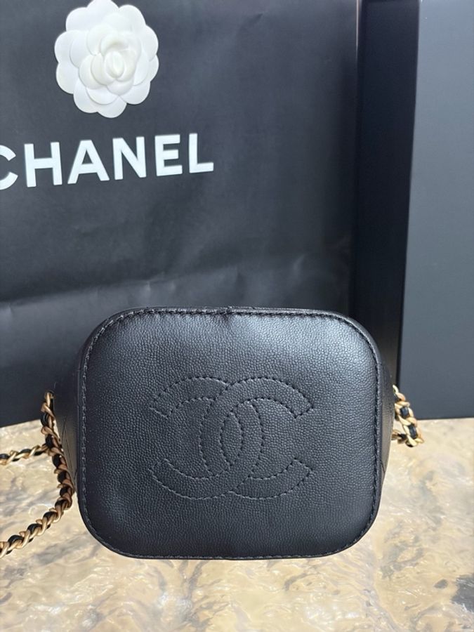 Chanel 香奈兒黑金 小號 抽繩水桶包 附件塵袋 保卡30開-4