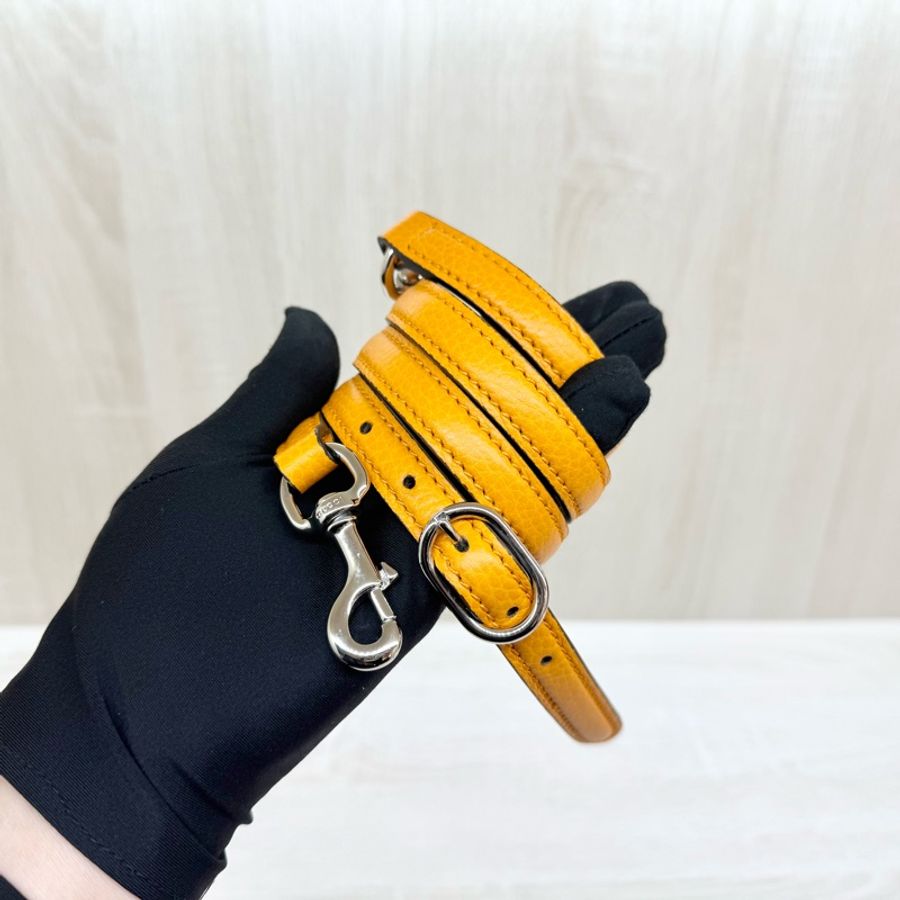 GUCCI💛黃色牛皮竹節手提斜背包-15