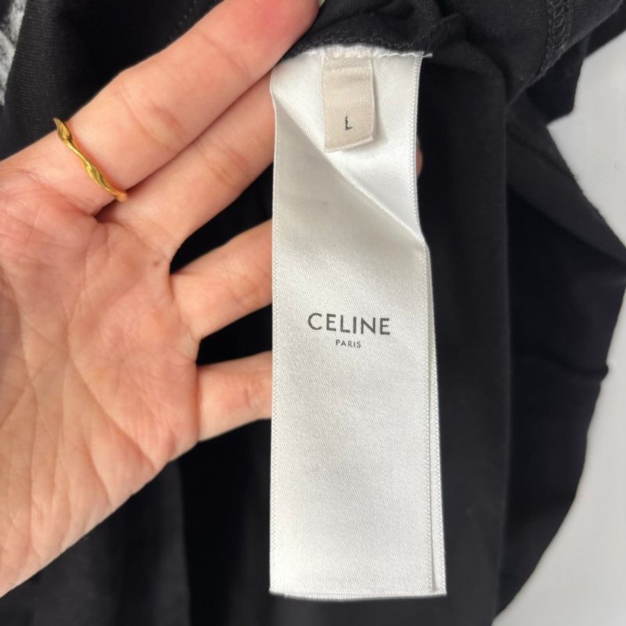 ::CELINE:: 灰白色狗狗圖樣 黑色短袖T-Shirt 短上衣 中性款-6