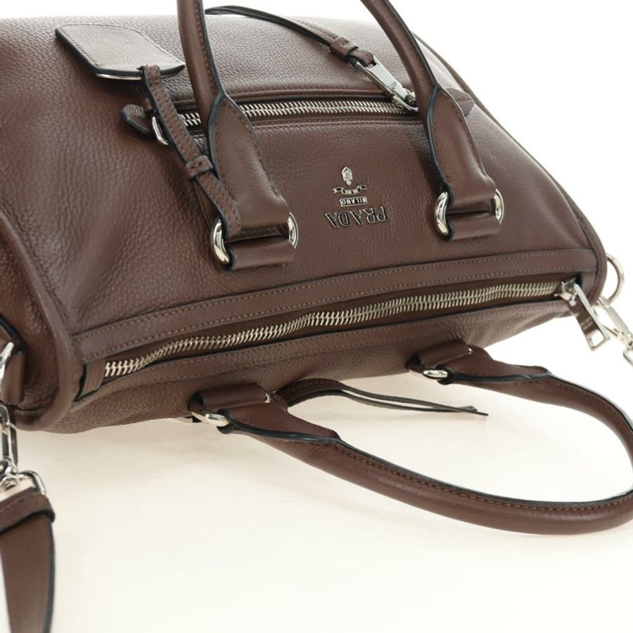 【日本直送】PRADA 手提包 皮革 兩用 棕色 銀色 正品 yk20539SAM-5