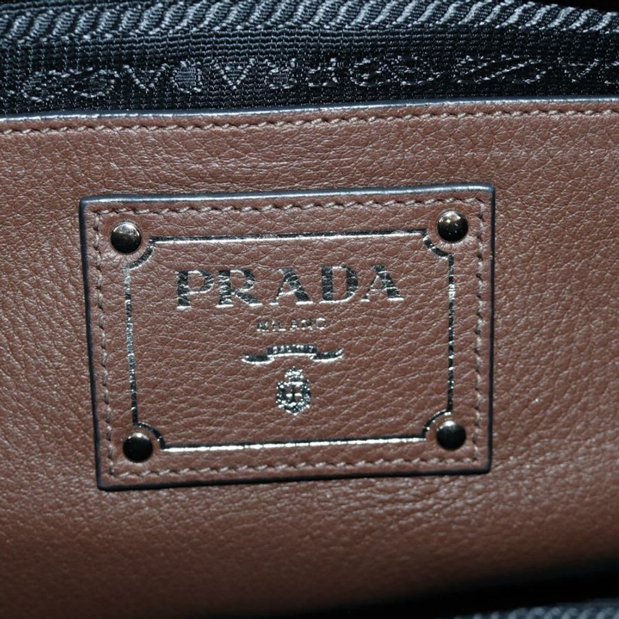 【日本直送】PRADA 手提包 皮革 兩用 棕色 銀色 正品 yk20539SAM-26