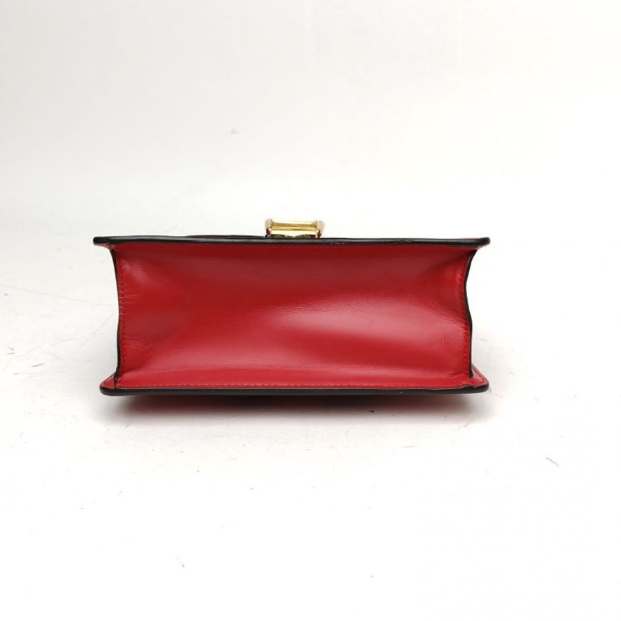 GUCCI Sylvie塞爾維亞絲帶包紅色牛皮金扣肩背包-4