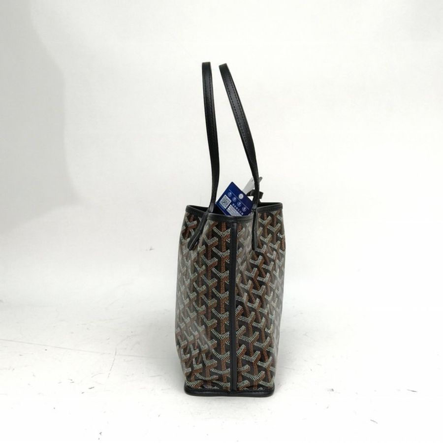 GOYARD Anjou雙面購物袋Mini黑色牛皮銀扣肩背包-1