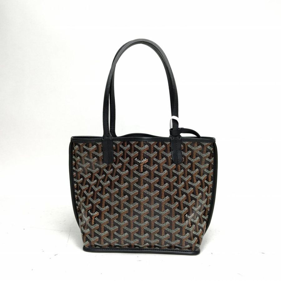 GOYARD Anjou雙面購物袋Mini黑色牛皮銀扣肩背包-2