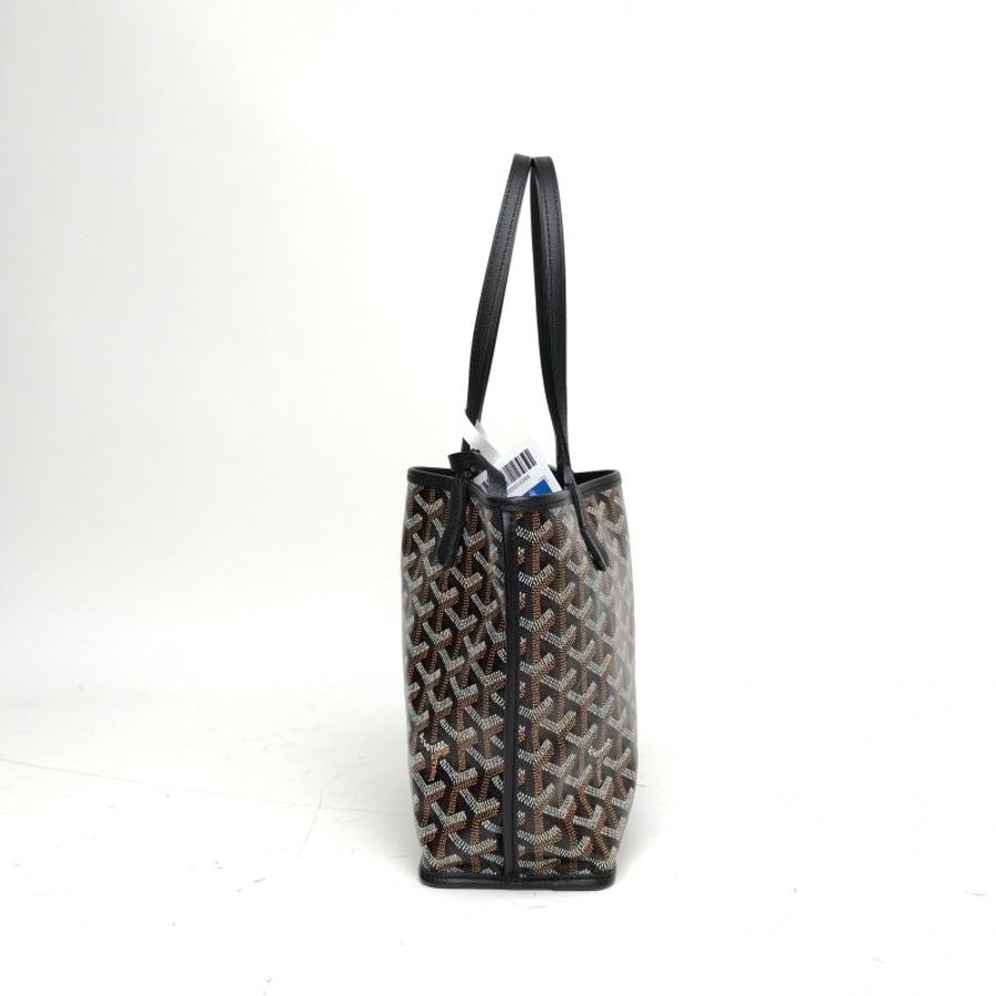 GOYARD Anjou雙面購物袋Mini黑色牛皮銀扣肩背包-3
