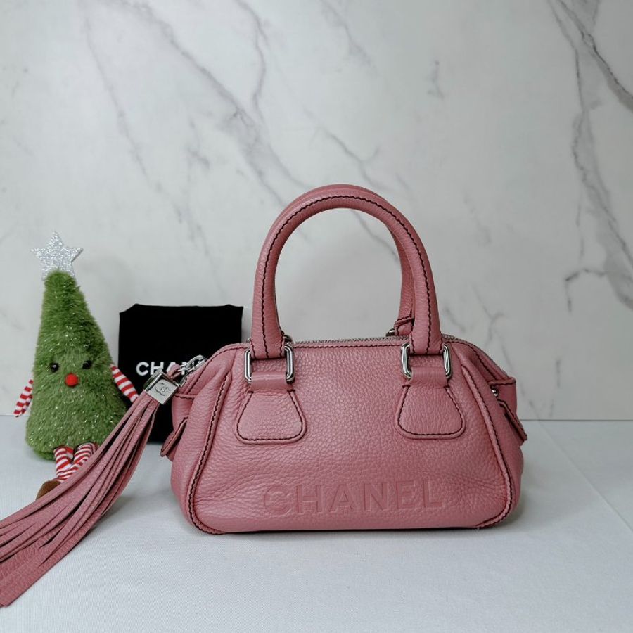 CHANEL Vintage皮革流蘇手提包-0