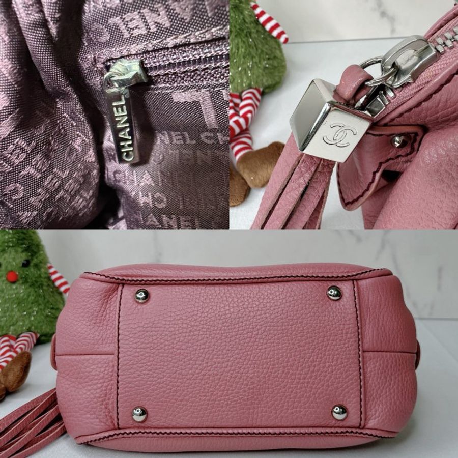 CHANEL Vintage皮革流蘇手提包-6