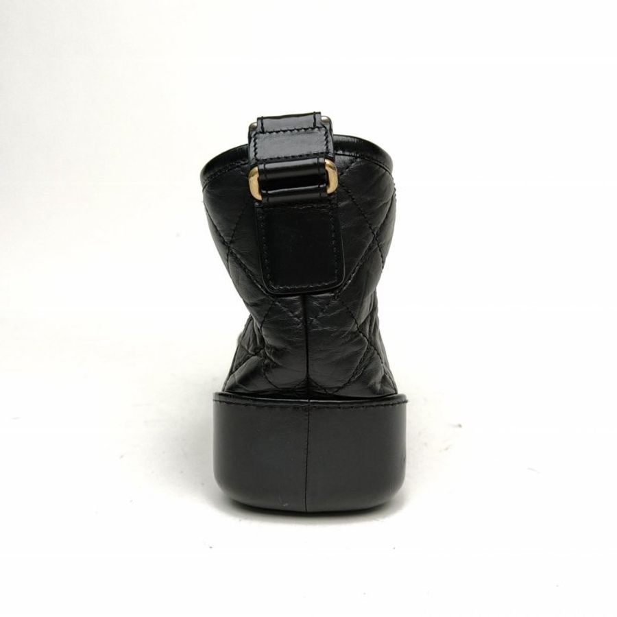 CHANEL GABRIELLE流浪小號黑色牛皮金銀扣肩背包-1