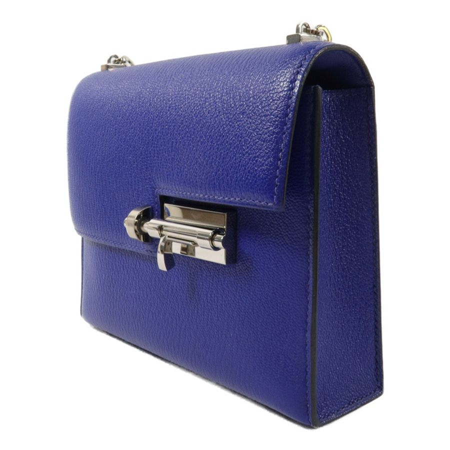 HERMES Chevre皮革Mini Verrou肩背包Bleu Electrique-2