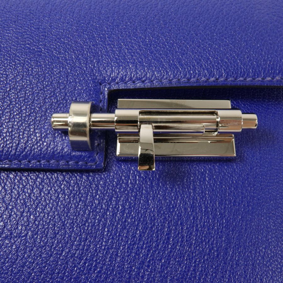 HERMES Chevre皮革Mini Verrou肩背包Bleu Electrique-7