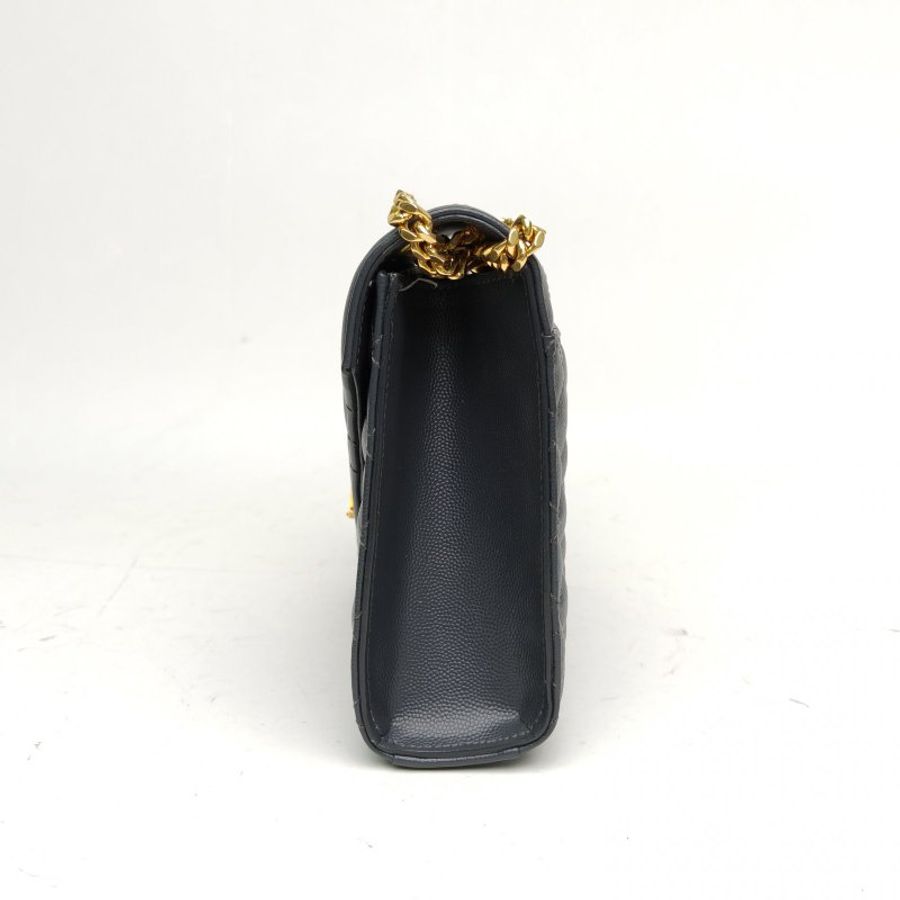 SAINT LAURENT Envelope絎縫紋理信封包深灰色牛皮金扣肩背包-1