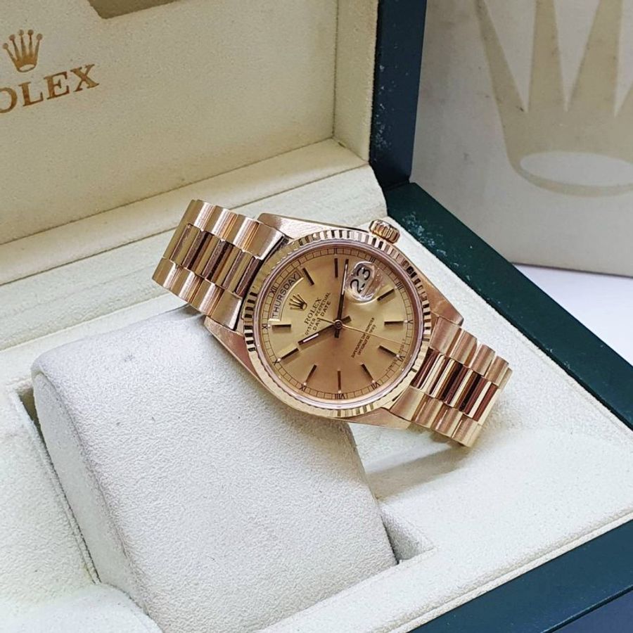 【大眾名錶】ROLEX勞力士 18038 Day-Date 18K金 蠔式日誌 金色T柱面盤 錶徑36mm 自動上鍊 18K金材質 G338-2