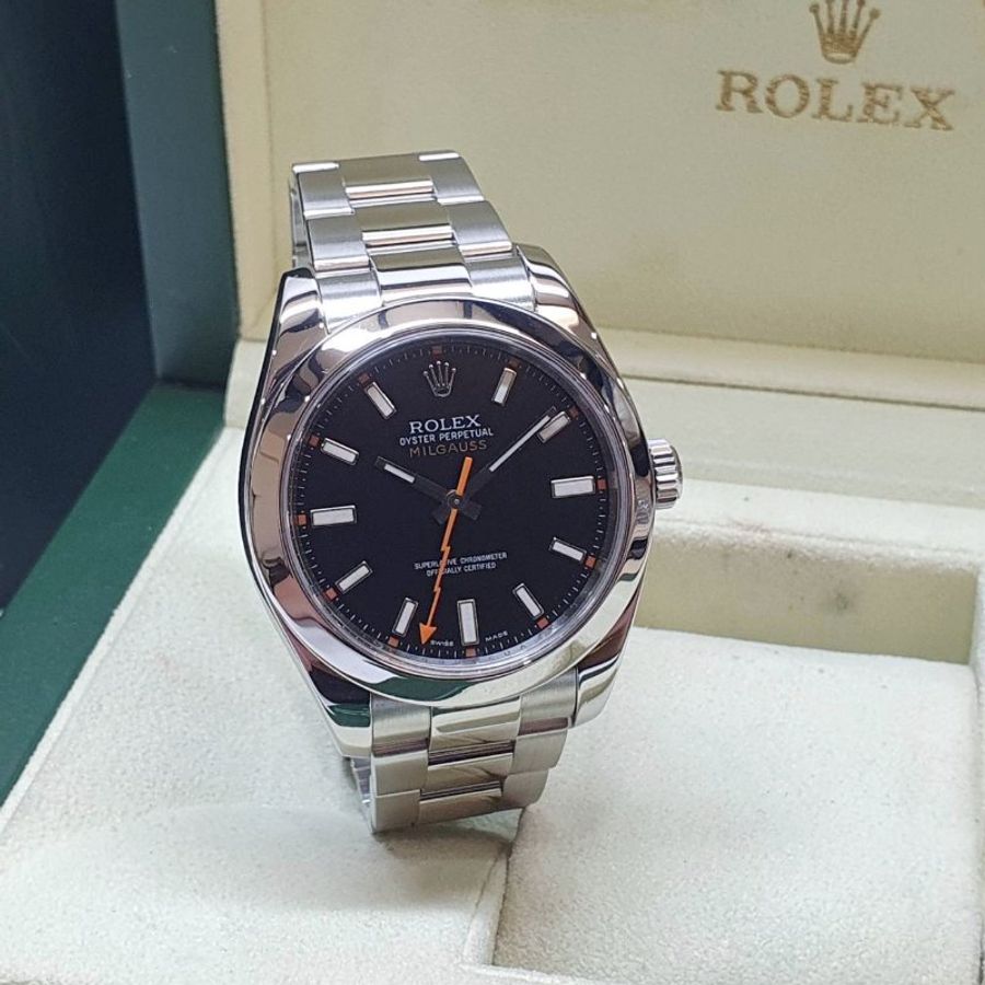 【大眾名錶】ROLEX 勞力士116400VG MILGAUSS系列 抗磁款 黑色面盤 橘色閃電針 大眾名錶B1423-4