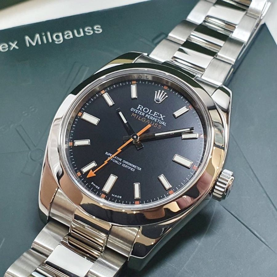 【大眾名錶】ROLEX 勞力士116400VG MILGAUSS系列 抗磁款 黑色面盤 橘色閃電針 大眾名錶B1423-5