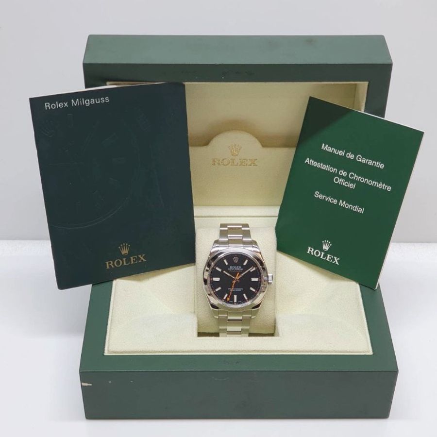【大眾名錶】ROLEX 勞力士116400VG MILGAUSS系列 抗磁款 黑色面盤 橘色閃電針 大眾名錶B1423-9