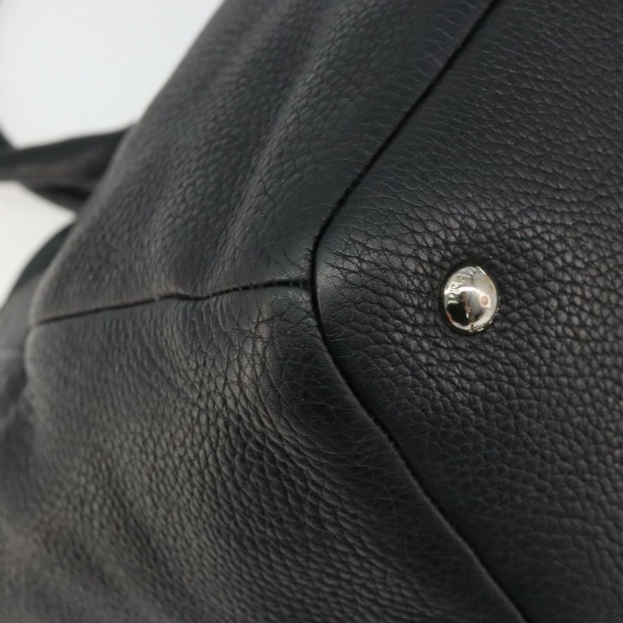 【日本直送】PRADA 手提包 皮革 黑色 銀色 正品 187205A-15