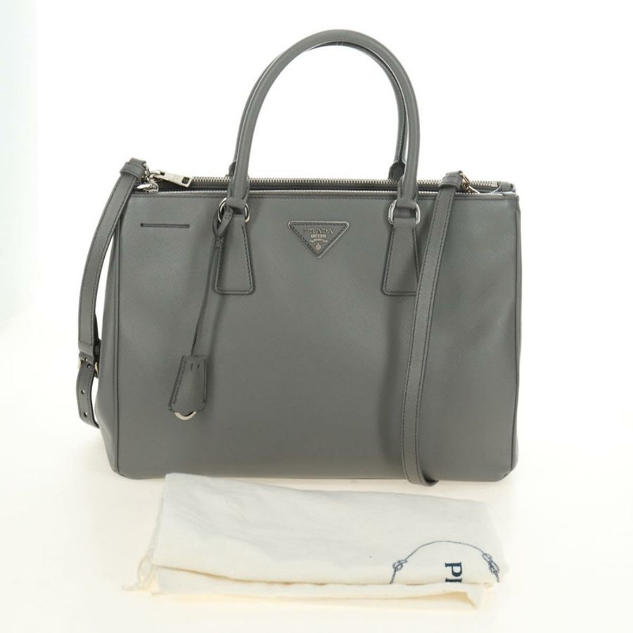 【日本直送】PRADA 手提包 Safiano 皮革 2way Gray Silver Auth yk20551SAM-11