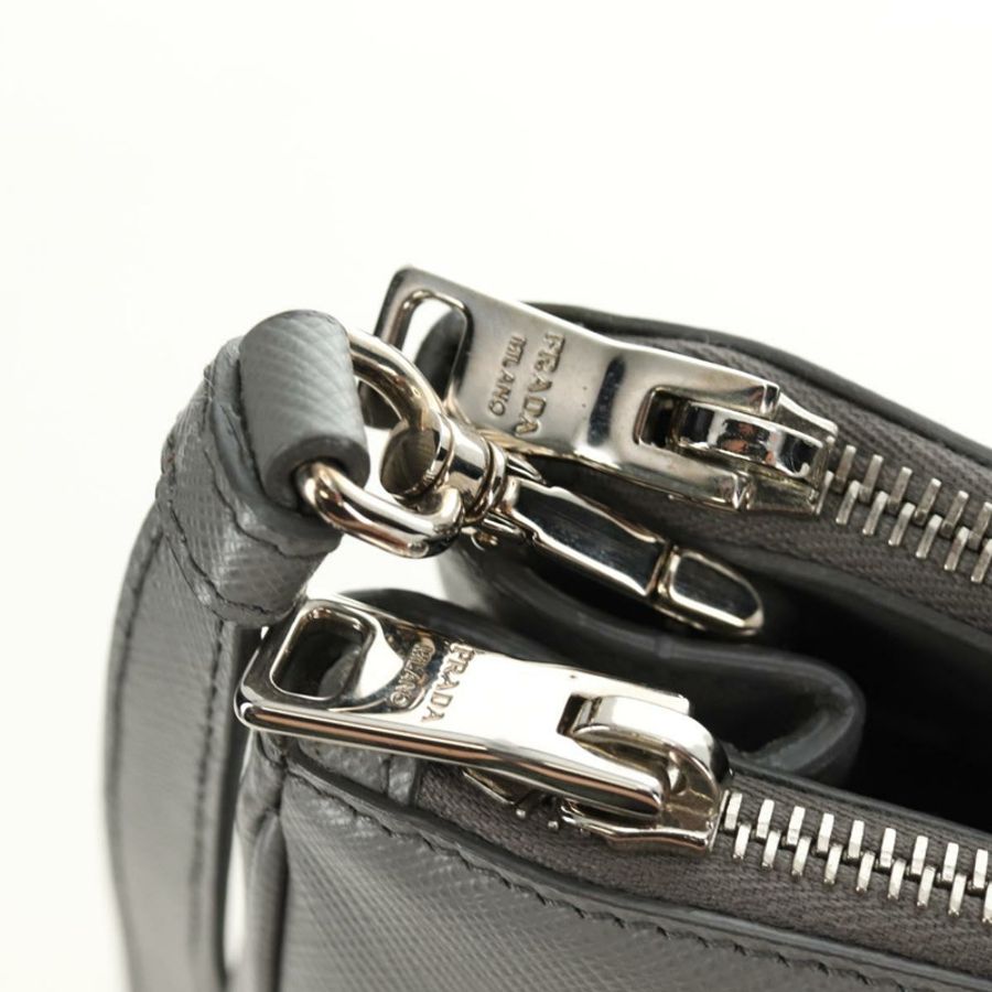 【日本直送】PRADA 手提包 Safiano 皮革 2way Gray Silver Auth yk20551SAM-23