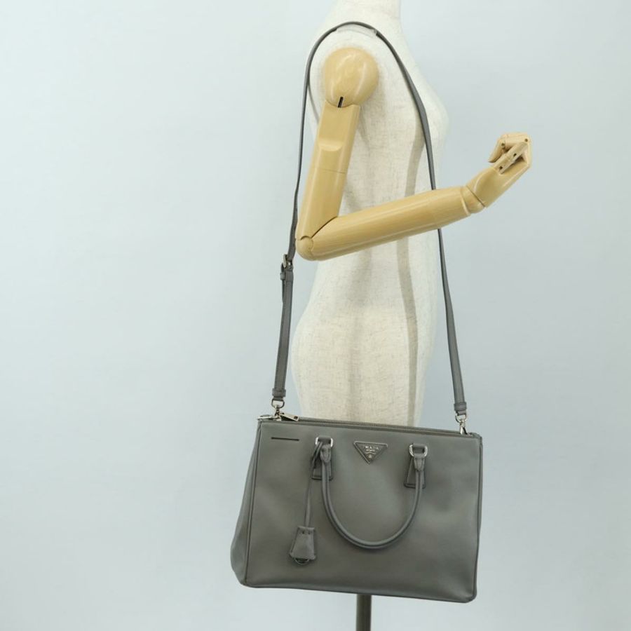 【日本直送】PRADA 手提包 Safiano 皮革 2way Gray Silver Auth yk20551SAM-30