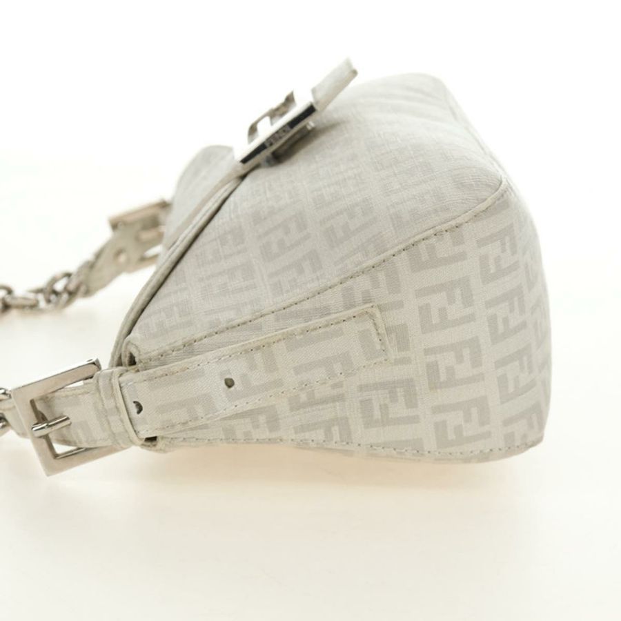 【日本直送】FENDI Zucchino帆布Mamma Baguette手袋 PVC 白色銀色 正品 yk20548SAM-2