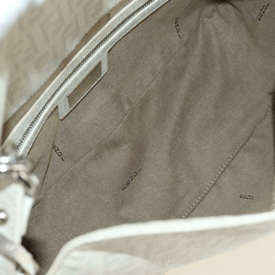 【日本直送】FENDI Zucchino帆布Mamma Baguette手袋 PVC 白色銀色 正品 yk20548SAM-9