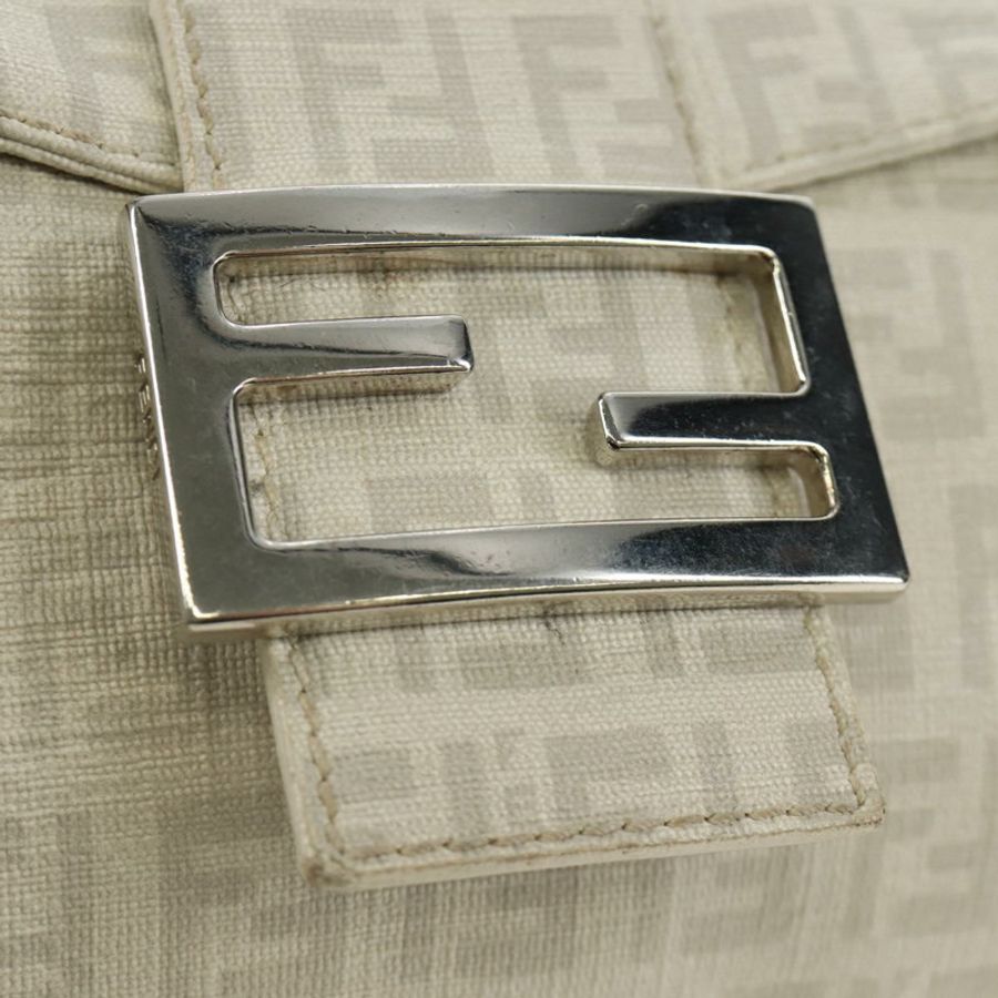 【日本直送】FENDI Zucchino帆布Mamma Baguette手袋 PVC 白色銀色 正品 yk20548SAM-18