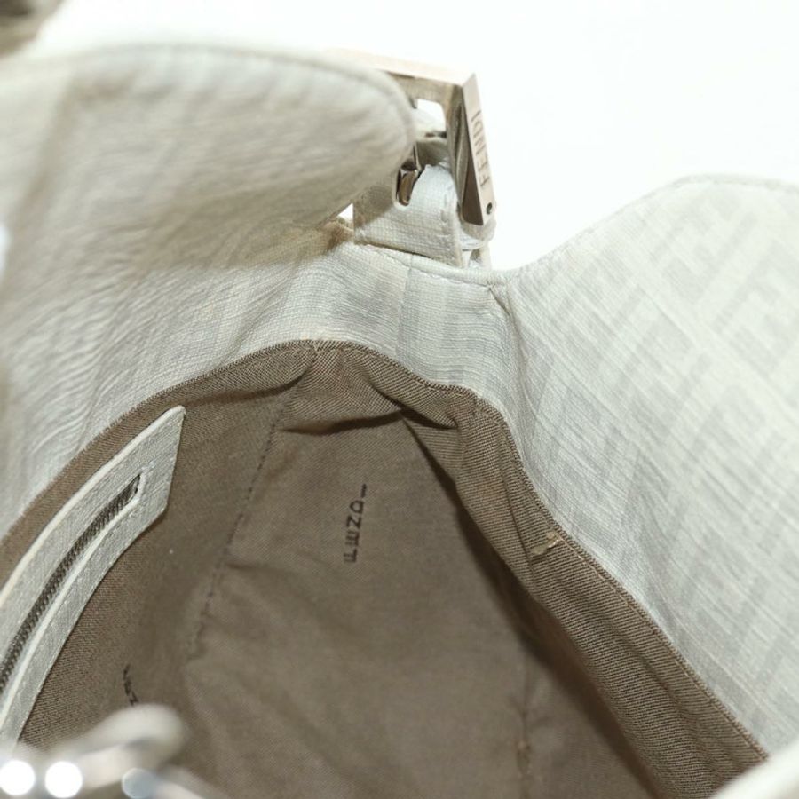 【日本直送】FENDI Zucchino帆布Mamma Baguette手袋 PVC 白色銀色 正品 yk20548SAM-22