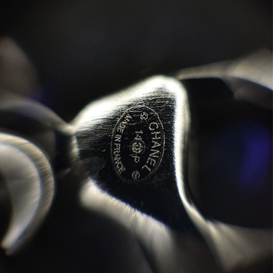 Chanel 14年蓝灰珠珠拼接莱茵石cc项链-20