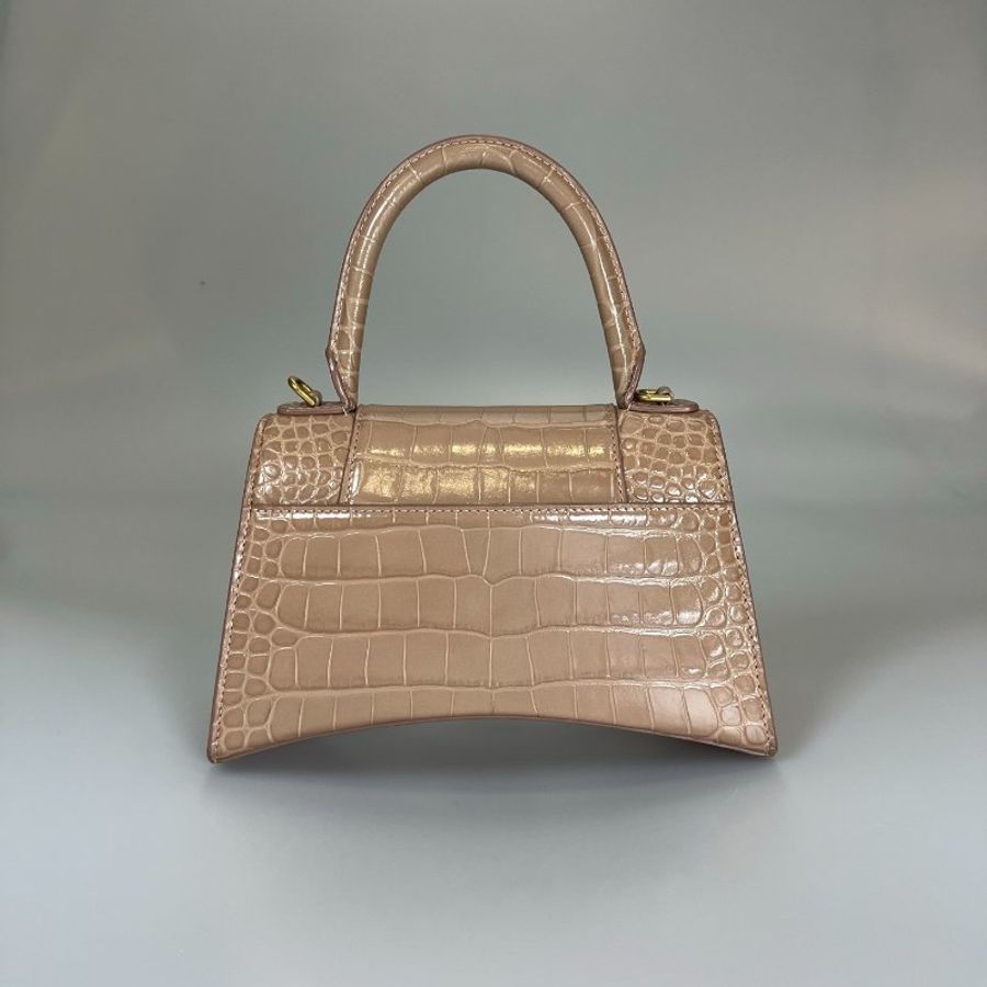 BALENCIAGA 593546 粉膚鱷魚壓紋沙漏包 XS-2