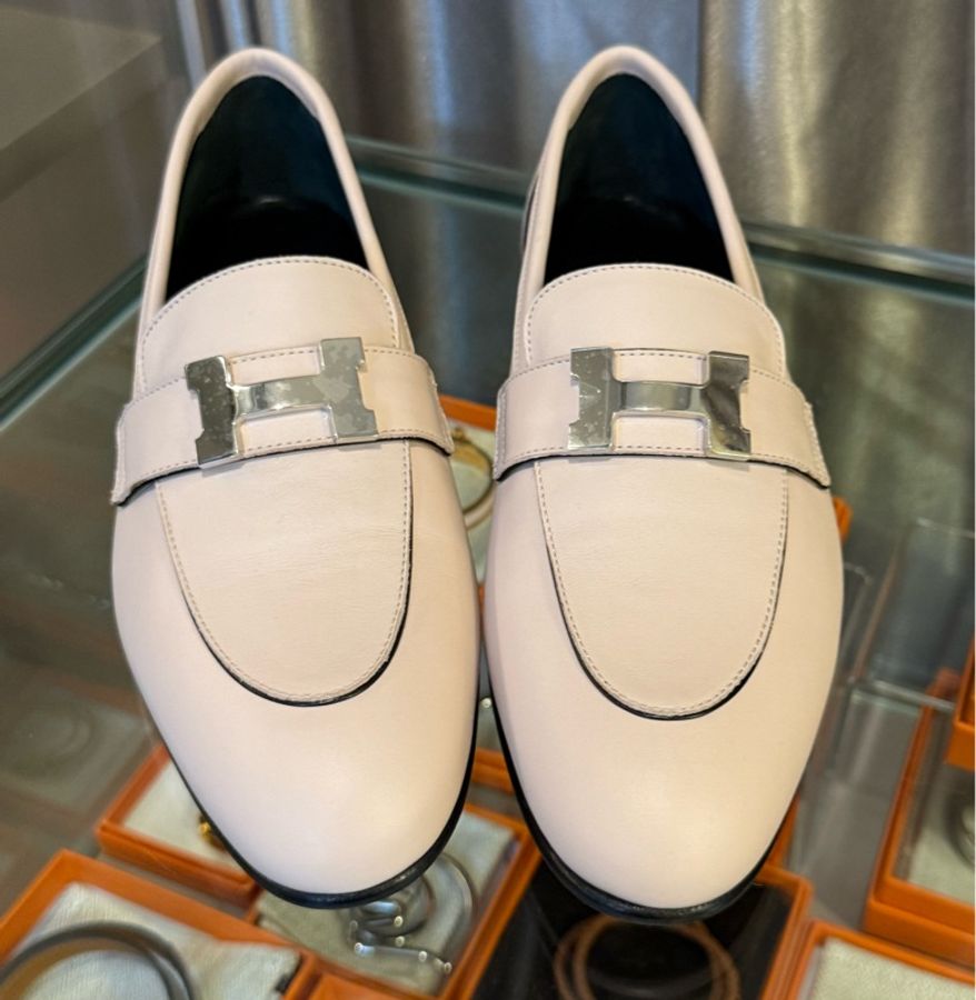 Hermes 淺粉色loafers-1