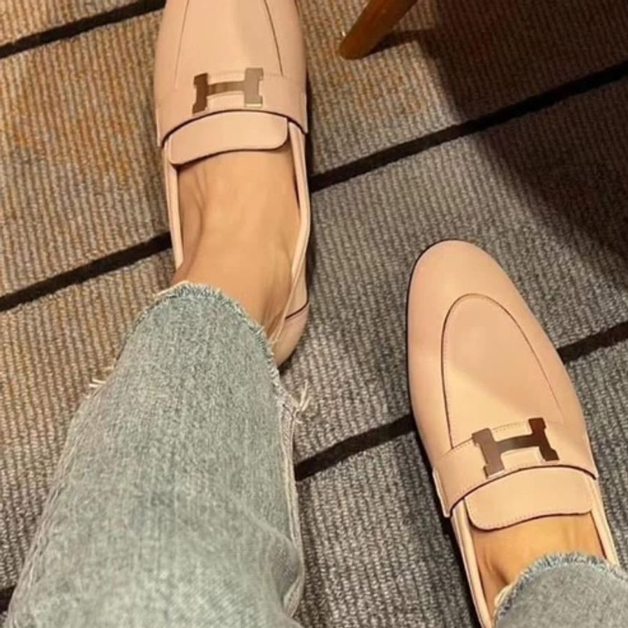 Hermes 淺粉色loafers-2