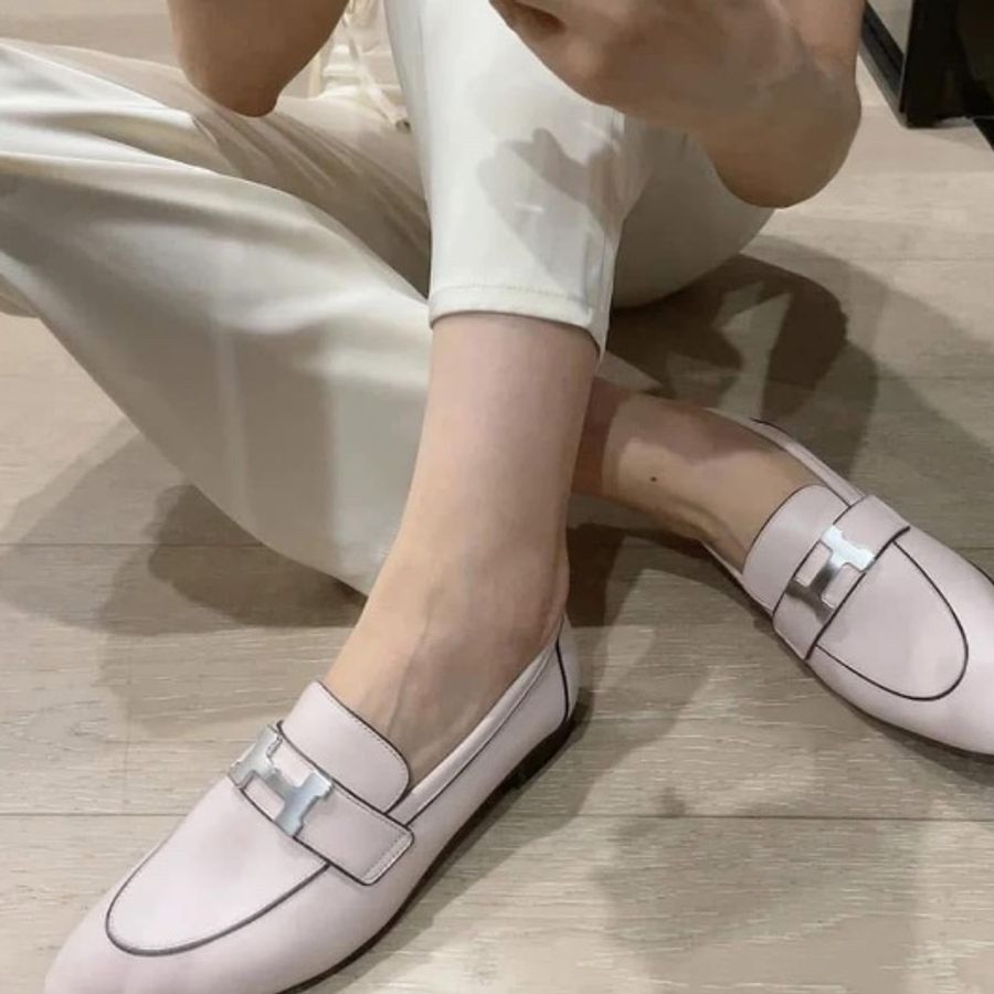 Hermes 淺粉色loafers-3