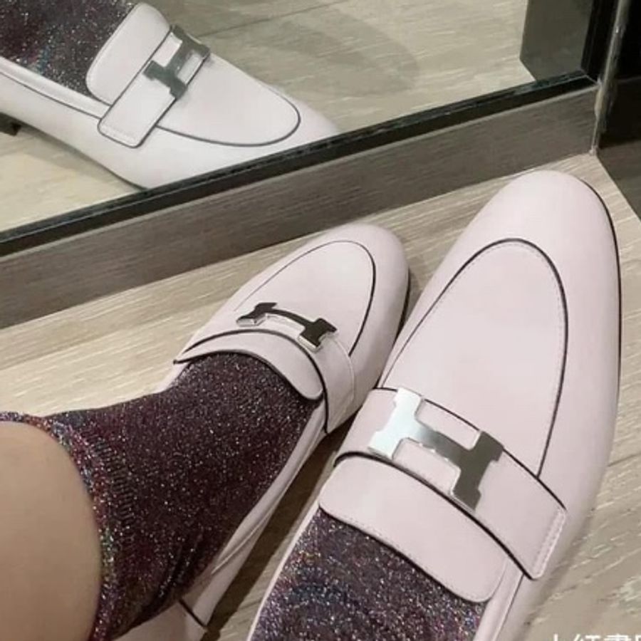 Hermes 淺粉色loafers-4