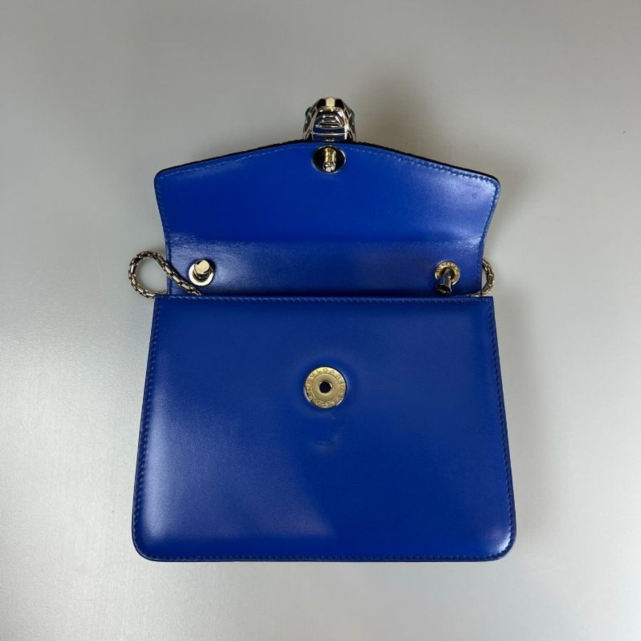 BVLGARI 藍珍珠魚皮蛇頭包-5