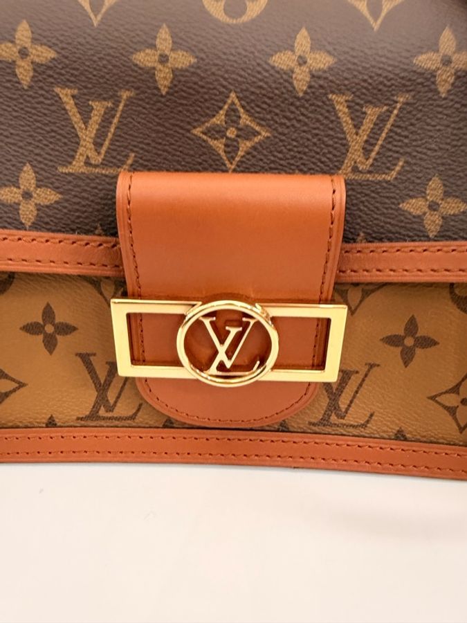 LV雙色原花金釦mini Dauphine 肩斜背包-7