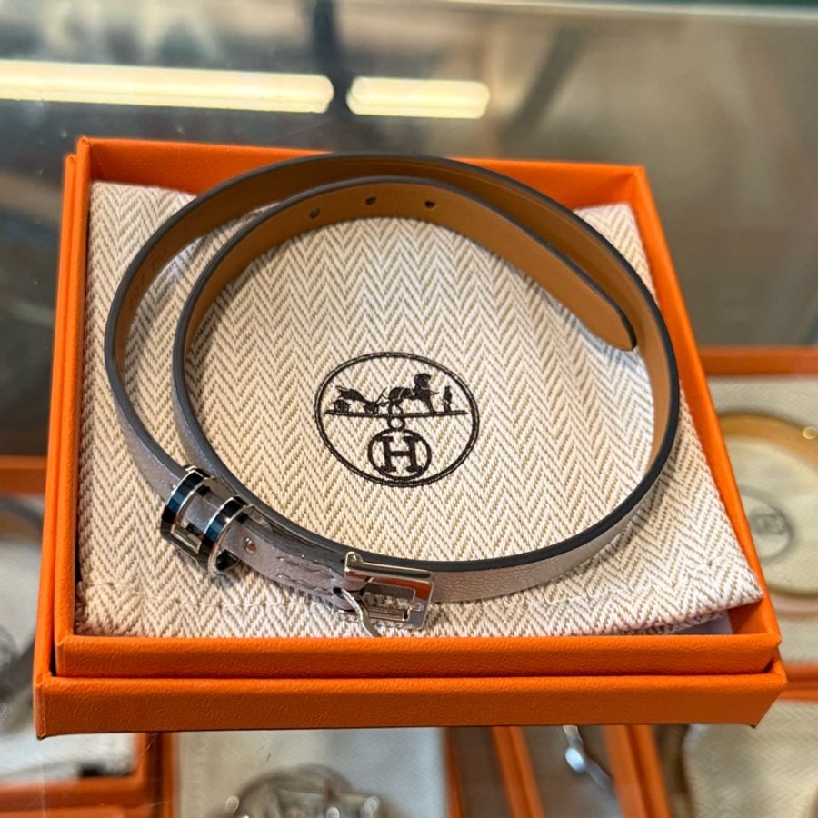 Hermes Pop H double tour bracelet  黑銀-0