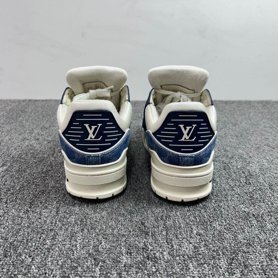 Louis Vuitton 路易威登 LV Trainer 白藍牛仔 白藍棋盤格休閒鞋/41碼-5