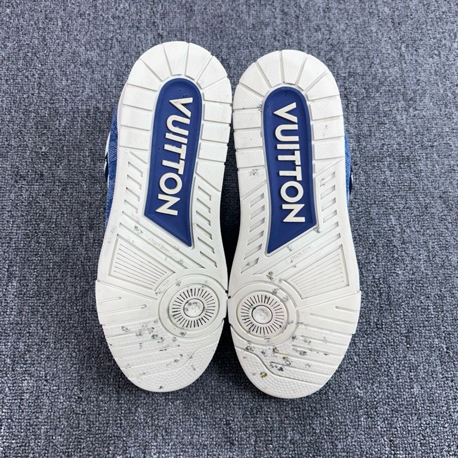 Louis Vuitton 路易威登 LV Trainer 白藍牛仔 白藍棋盤格休閒鞋/41碼-7