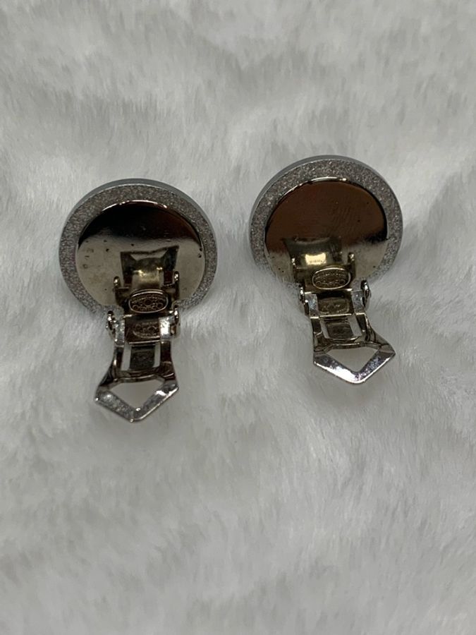 Chanel 銀色 金粉 水晶糖果耳夾-9